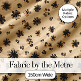 Abstract Leopard Spot and Floral Ditsy with Black Motifs Warm Beige Background Digital Print Fabric by the Metre UK Sewing Quilting Textile