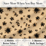 Abstract Leopard Spot and Floral Ditsy with Black Motifs Warm Beige Background Digital Print Fabric by the Metre UK Sewing Quilting Textile