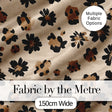 Modern Minimal Floral and Leopard Mix Black FlowersTextured Beige Background Digital Print Fabric by the Metre UK Sewing Quilting Textile