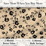 Ditsy Black Floral  on Soft Beige Background with Subtle Animal Print Texture Digital Print Fabric by the Metre UK Sewing Quilting Textile