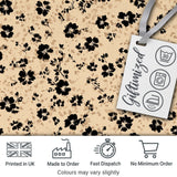 Ditsy Black Floral  on Soft Beige Background with Subtle Animal Print Texture Digital Print Fabric by the Metre UK Sewing Quilting Textile