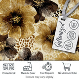Warm Gold and Brown Floral  with Abstract Leopard Spots  Textile Design Digital Print Fabric by the Metre UK Sewing Quilting Textile