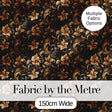 Elegant Gold Floral Vine  on Black Background with Intricate Botanical Swirls Digital Print Fabric by the Metre UK Sewing Quilting Textile