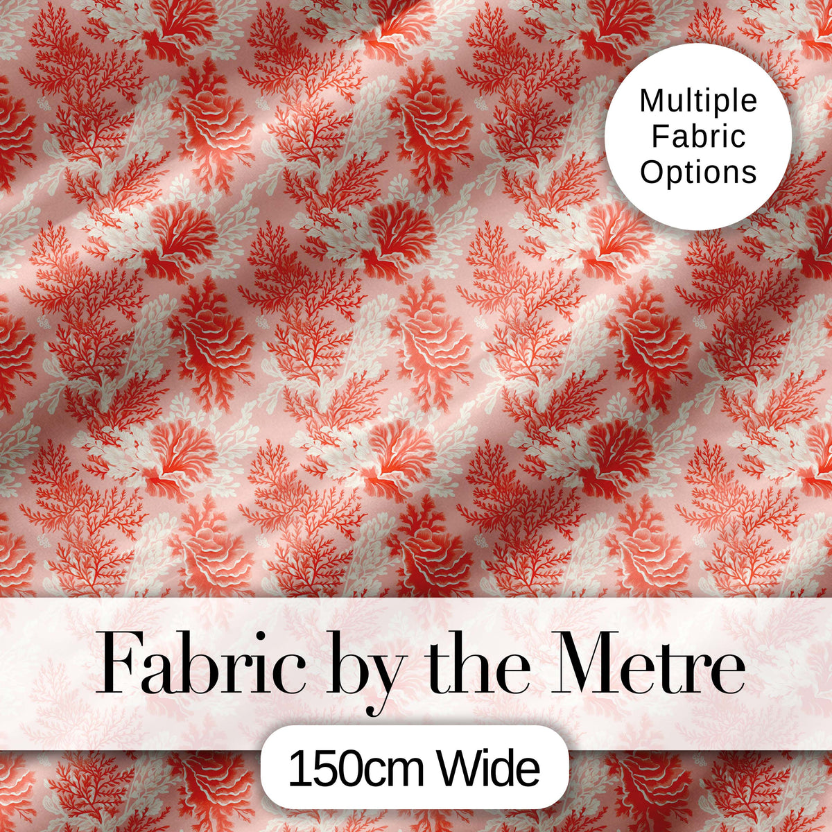 Coral Reef Inspired Floral  in Soft Pink and Red Tones  Textile Design Digital Print Fabric by the Metre UK Sewing Quilting Textile
