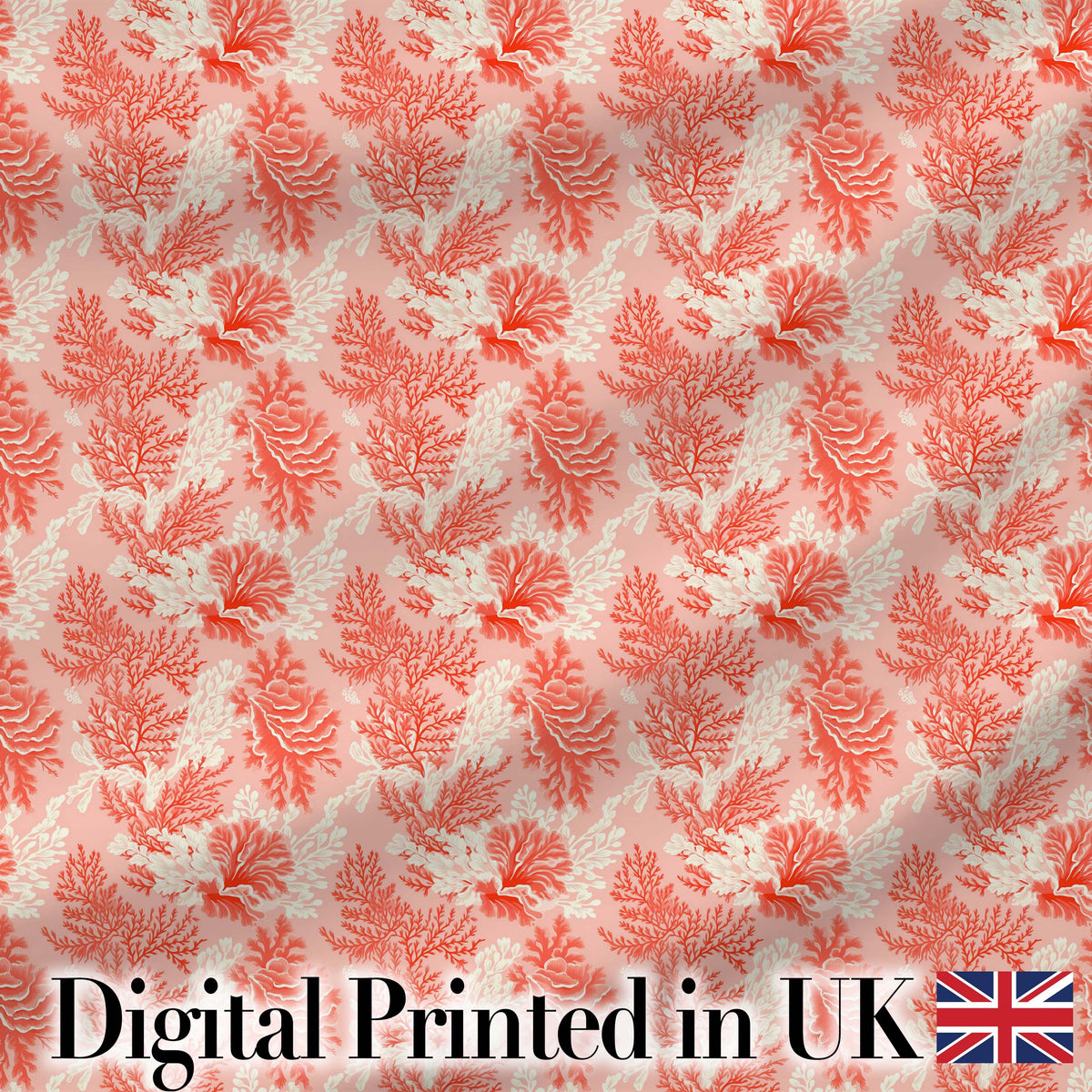 Coral Reef Inspired Floral  in Soft Pink and Red Tones  Textile Design Digital Print Fabric by the Metre UK Sewing Quilting Textile