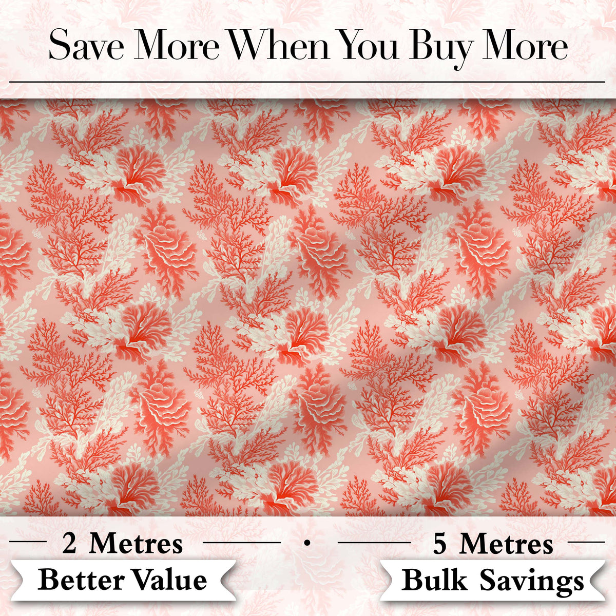 Coral Reef Inspired Floral  in Soft Pink and Red Tones  Textile Design Digital Print Fabric by the Metre UK Sewing Quilting Textile
