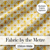 Soft Watercolour Yellow Floral Repeat Pattern on Light Cream Background Digital Print Fabric by the Metre UK Sewing Quilting Textile