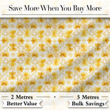 Soft Watercolour Yellow Floral Repeat Pattern on Light Cream Background Digital Print Fabric by the Metre UK Sewing Quilting Textile