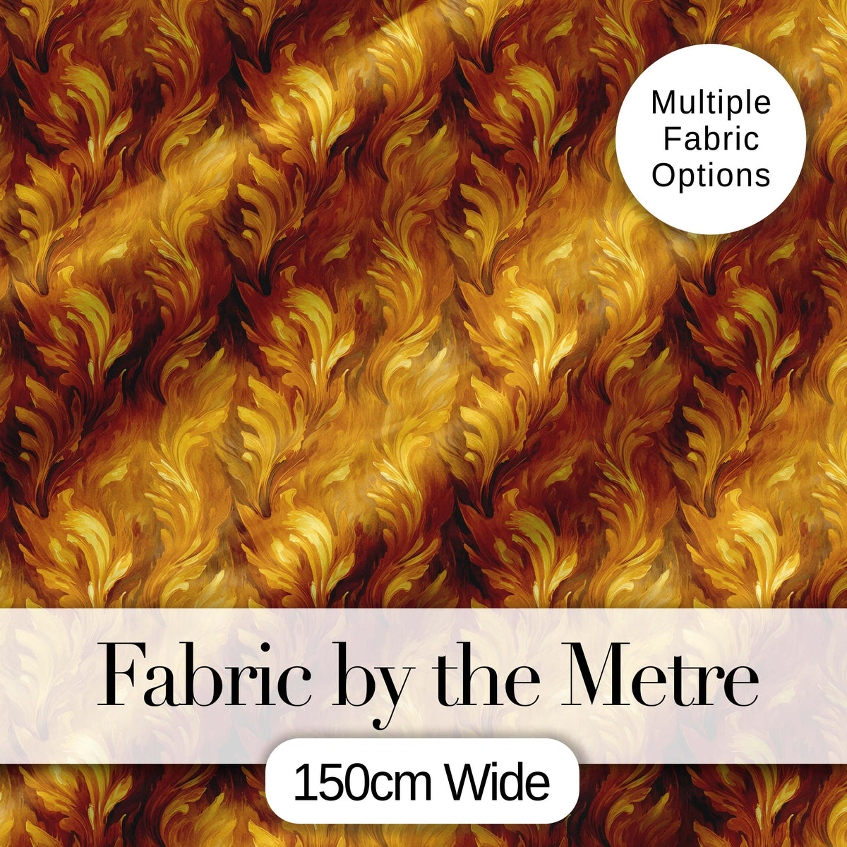 Rich Golden Leaf Botanical Seamless Pattern with Warm Autumn Tones Digital Print Fabric by the Metre UK Sewing Quilting Textile