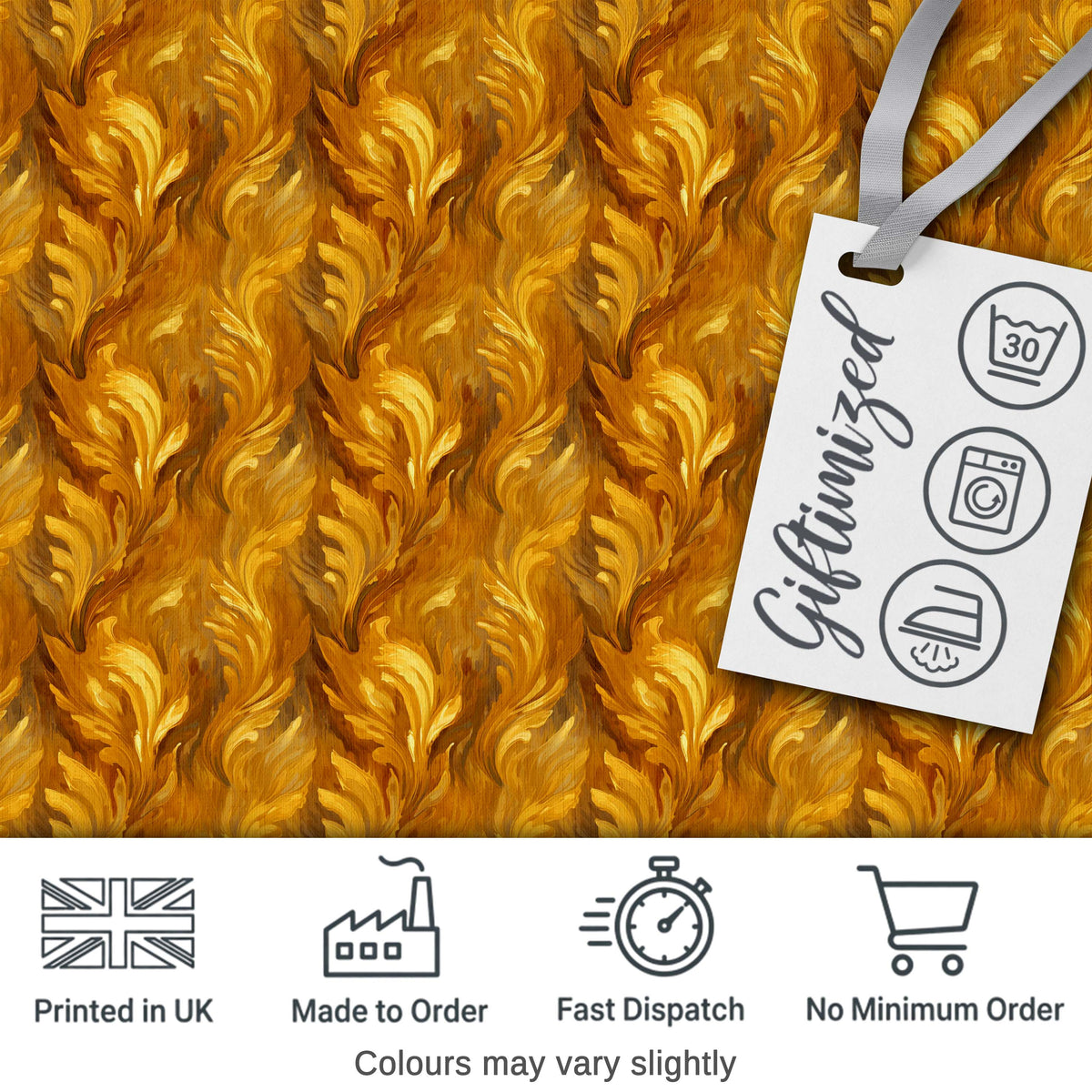 Rich Golden Leaf Botanical Seamless Pattern with Warm Autumn Tones Digital Print Fabric by the Metre UK Sewing Quilting Textile
