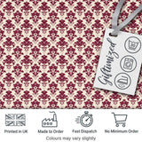 Classic Burgundy Damask Repeat  Cream Background Traditional Ornamental Style Digital Print Fabric by the Metre UK Sewing Quilting Textile