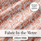Abstract Flowing Waves Pattern in Soft Coral and Cream Gradient Seamless Design Digital Print Fabric by the Metre UK Sewing Quilting Textile