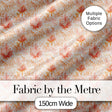 Elegant Floral Botanical  with Soft Peach Blossoms and Delicate Leaves  Design Digital Print Fabric by the Metre UK Sewing Quilting Textile
