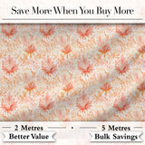 Elegant Floral Botanical  with Soft Peach Blossoms and Delicate Leaves  Design Digital Print Fabric by the Metre UK Sewing Quilting Textile