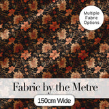 Vintage Floral Vine  in Warm Peach and Black Elegant Botanical  Design Digital Print Fabric by the Metre UK Sewing Quilting Textile