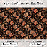 Vintage Floral Vine  in Warm Peach and Black Elegant Botanical  Design Digital Print Fabric by the Metre UK Sewing Quilting Textile