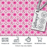 Bright Pink Floral Folk Art Pattern with Decorative Blossoms Seamless Design Digital Print Fabric by the Metre UK Sewing Quilting Textile