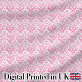 Elegant Pink Damask Floral Pattern with Ornate Vintage Motifs Seamless Design Digital Print Fabric by the Metre UK Sewing Quilting Textile