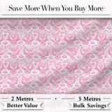 Elegant Pink Damask Floral Pattern with Ornate Vintage Motifs Seamless Design Digital Print Fabric by the Metre UK Sewing Quilting Textile