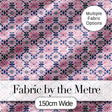 Floral Geometric  in Pink and Navy Symmetrical Design   Digital Print Fabric by the Metre UK Sewing Quilting Textile