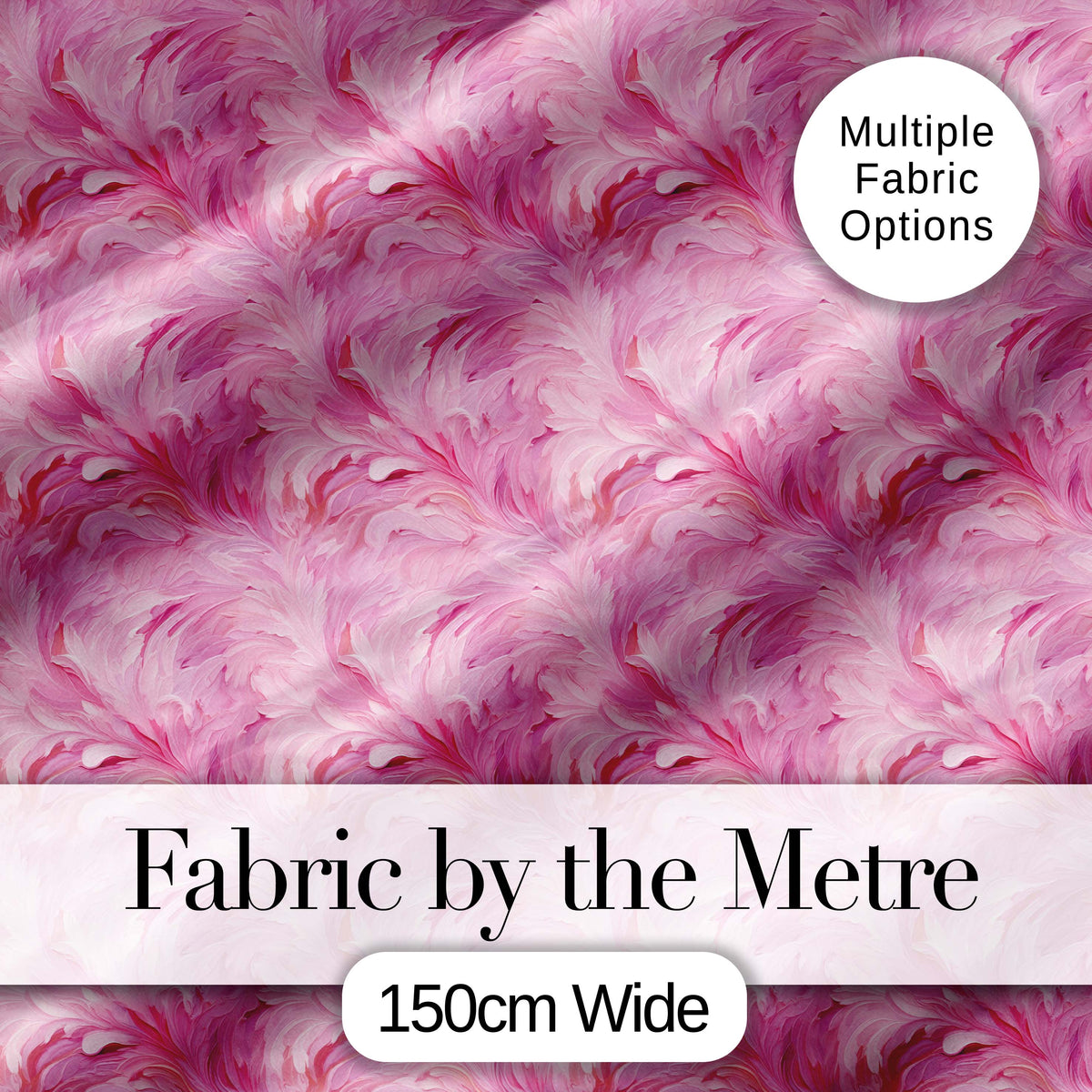 Abstract Pink Feather Swirl Pattern with Soft Flowing Texture Seamless Design Digital Print Fabric by the Metre UK Sewing Quilting Textile