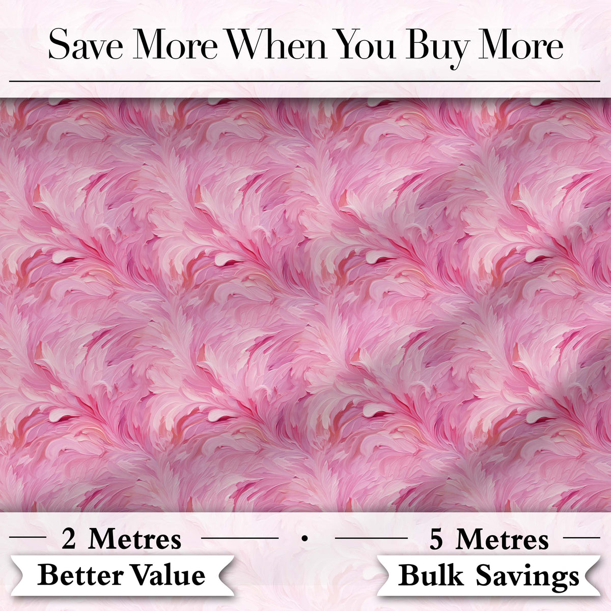 Abstract Pink Feather Swirl Pattern with Soft Flowing Texture Seamless Design Digital Print Fabric by the Metre UK Sewing Quilting Textile