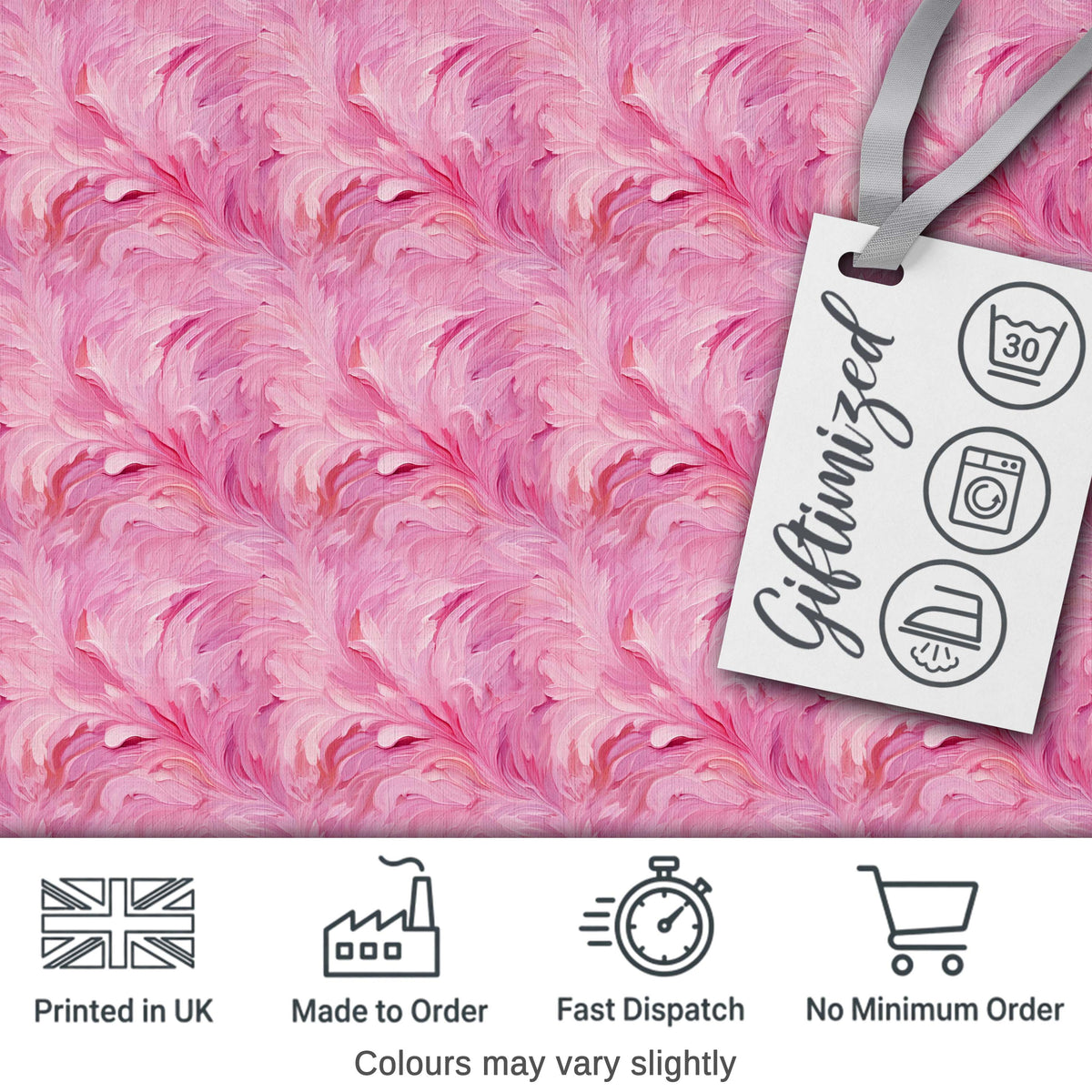 Abstract Pink Feather Swirl Pattern with Soft Flowing Texture Seamless Design Digital Print Fabric by the Metre UK Sewing Quilting Textile