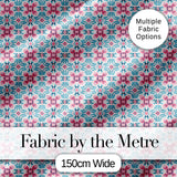 Vintage Floral Tile  in Soft Pink and Blue Symmetrical Design   Digital Print Fabric by the Metre UK Sewing Quilting Textile