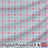 Vintage Floral Tile  in Soft Pink and Blue Symmetrical Design   Digital Print Fabric by the Metre UK Sewing Quilting Textile