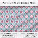 Vintage Floral Tile  in Soft Pink and Blue Symmetrical Design   Digital Print Fabric by the Metre UK Sewing Quilting Textile