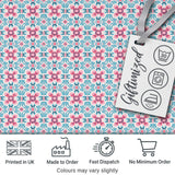 Vintage Floral Tile  in Soft Pink and Blue Symmetrical Design   Digital Print Fabric by the Metre UK Sewing Quilting Textile