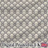 Elegant Neutral Damask Leaf  in Soft Grey and Cream Classic  Design Digital Print Fabric by the Metre UK Sewing Quilting Textile