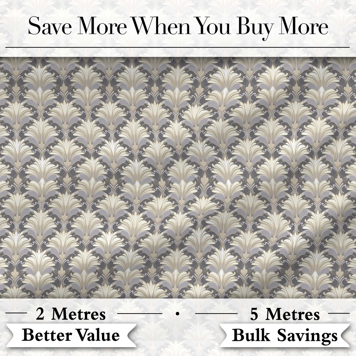 Elegant Neutral Damask Leaf  in Soft Grey and Cream Classic  Design Digital Print Fabric by the Metre UK Sewing Quilting Textile