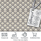 Elegant Neutral Damask Leaf  in Soft Grey and Cream Classic  Design Digital Print Fabric by the Metre UK Sewing Quilting Textile