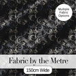 Luxury Dark Baroque Floral  in Black and Silver Ornate Swirl Design  Digital Print Fabric by the Metre UK Sewing Quilting Textile