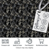 Luxury Dark Baroque Floral  in Black and Silver Ornate Swirl Design  Digital Print Fabric by the Metre UK Sewing Quilting Textile