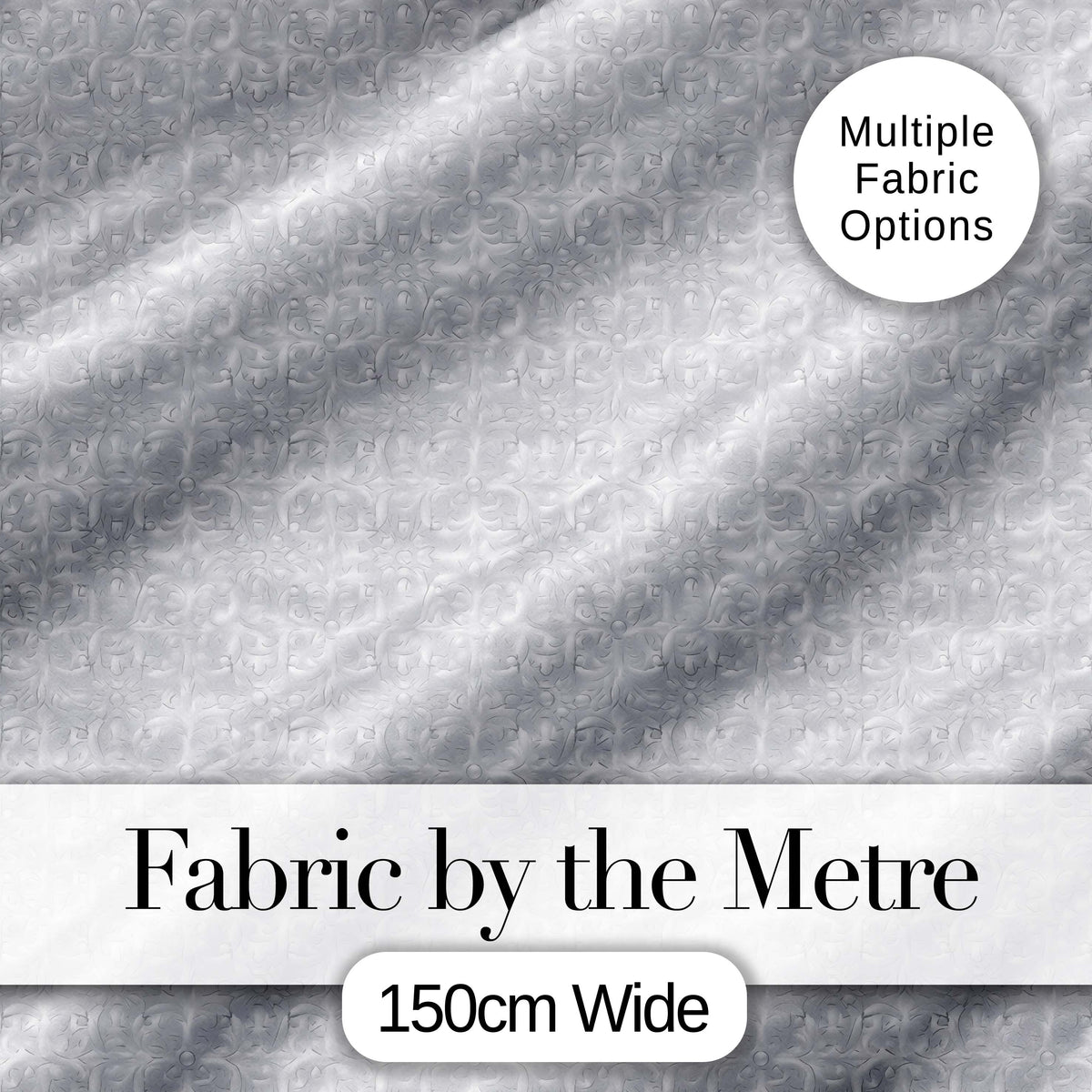 Subtle White Embossed Floral Tile  with Soft Textured Finish  Design Digital Print Fabric by the Metre UK Sewing Quilting Textile