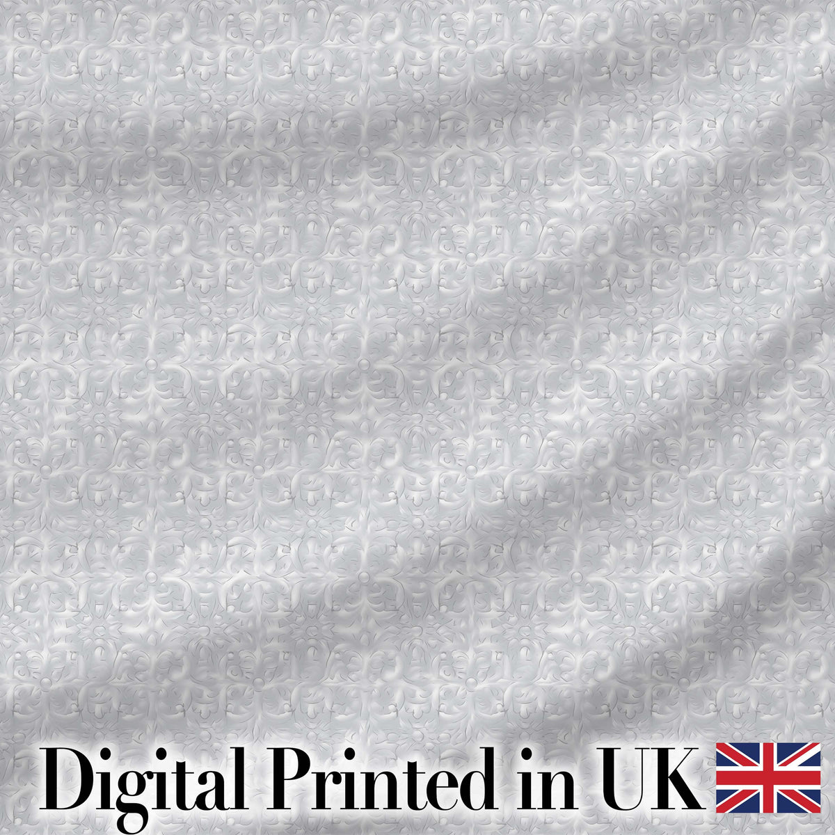 Subtle White Embossed Floral Tile  with Soft Textured Finish  Design Digital Print Fabric by the Metre UK Sewing Quilting Textile