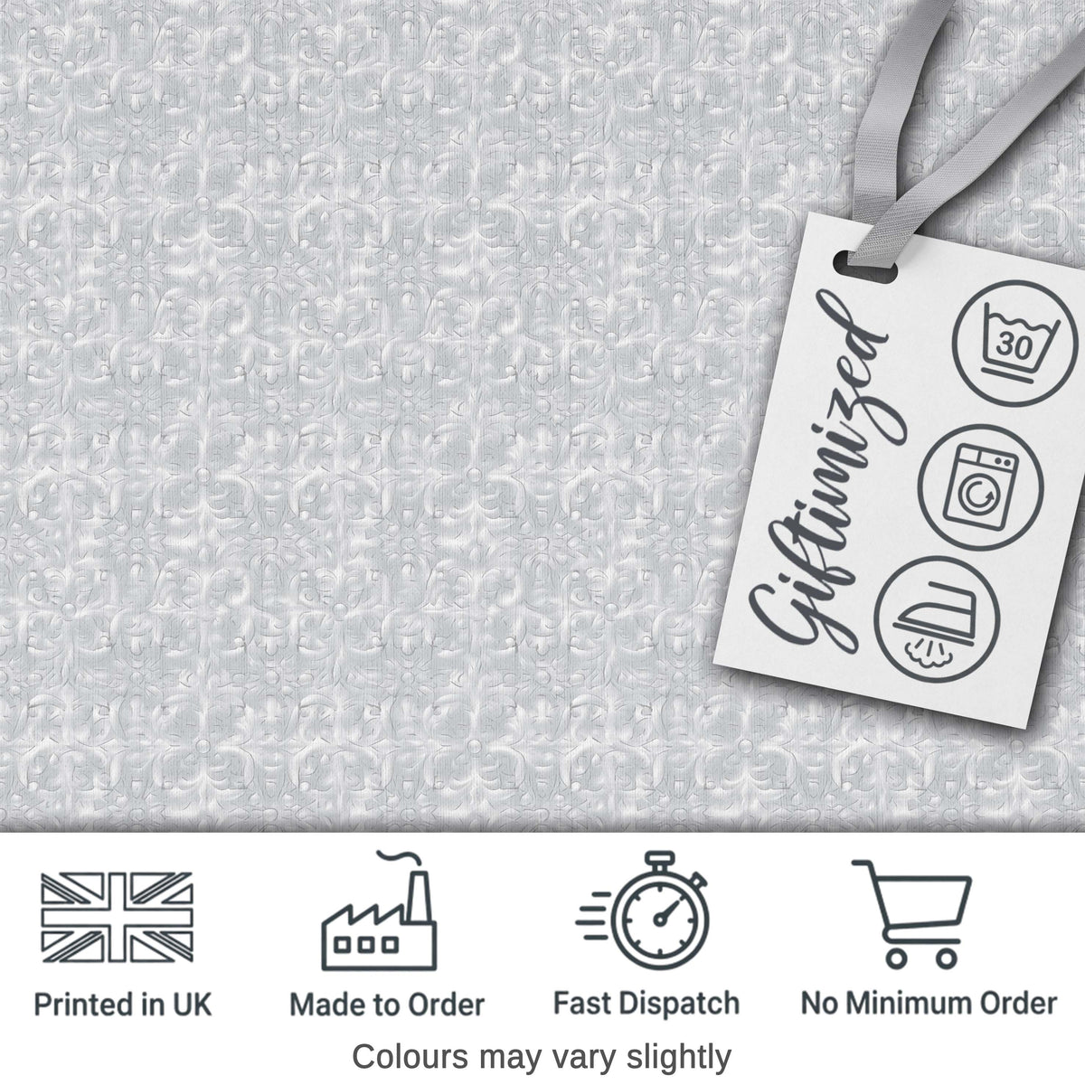 Subtle White Embossed Floral Tile  with Soft Textured Finish  Design Digital Print Fabric by the Metre UK Sewing Quilting Textile