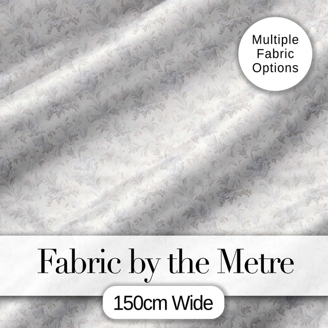 Elegant Soft Grey Damask Floral  with Delicate Vintage Texture  Design Digital Print Fabric by the Metre UK Sewing Quilting Textile