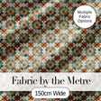 Vintage Teal and Brown Floral Tile Pattern with Ornate Geometric Design Digital Print Fabric by the Metre UK Sewing Quilting Textile