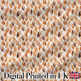 Autumn Watercolor Feather Pattern in Warm Brown and Beige Tones Seamless Design Digital Print Fabric by the Metre UK Sewing Quilting Textile
