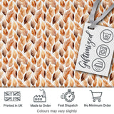 Autumn Watercolor Feather Pattern in Warm Brown and Beige Tones Seamless Design Digital Print Fabric by the Metre UK Sewing Quilting Textile