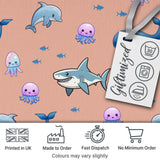 Cute Dolphin Shark and Jellyfish Ocean Animals Peach Background Seamless  Digital Print Fabric by the Metre UK Sewing Quilting Textile