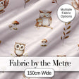 Cute Woodland Owls Mushrooms and Leaves Soft Blush Background Seamless Pattern Digital Print Fabric by the Metre UK Sewing Quilting Textile