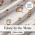 Cute Woodland Owls Mushrooms and Leaves Soft Cream Background Seamless Pattern Digital Print Fabric by the Metre UK Sewing Quilting Textile