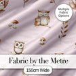 Cute Woodland Owls Mushrooms and Leaves Soft Beige Background Seamless Pattern Digital Print Fabric by the Metre UK Sewing Quilting Textile