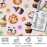 Cute Halloween Donuts Cupcakes Bats and Candy Soft Pink Background   Digital Print Fabric by the Metre UK Sewing Quilting Textile
