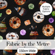 Halloween Donuts Cupcakes Bats Candy and Pumpkins Black Background   Digital Print Fabric by the Metre UK Sewing Quilting Textile