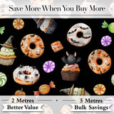 Halloween Donuts Cupcakes Bats Candy and Pumpkins Black Background   Digital Print Fabric by the Metre UK Sewing Quilting Textile